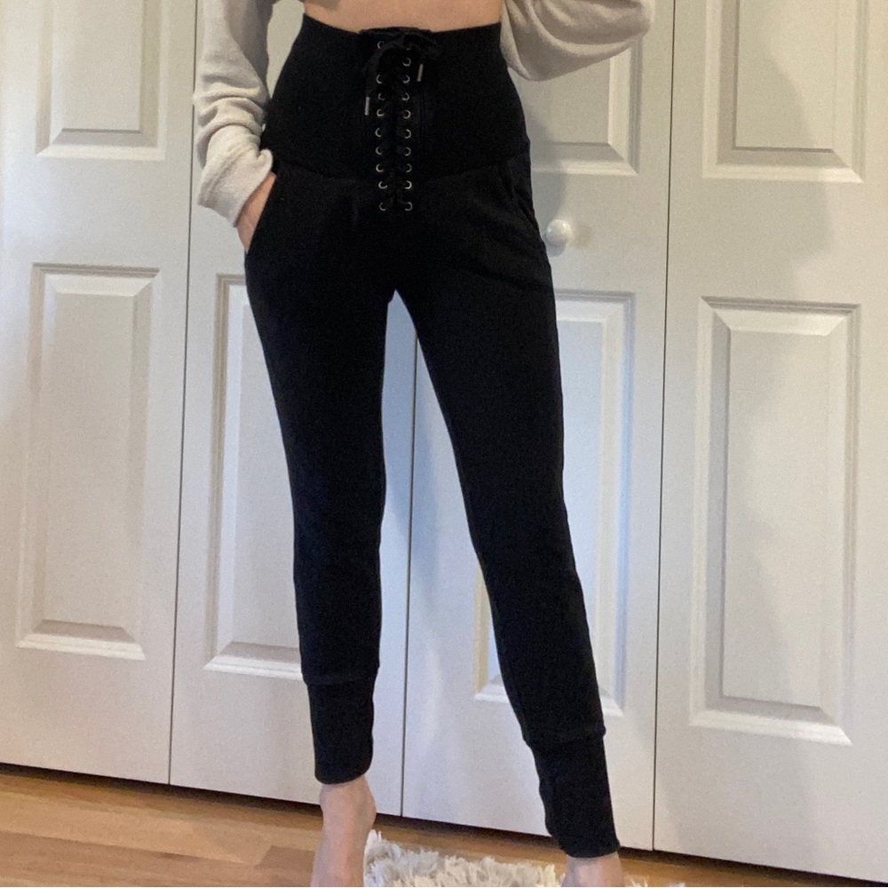NSF high rise, lace up joggers size M